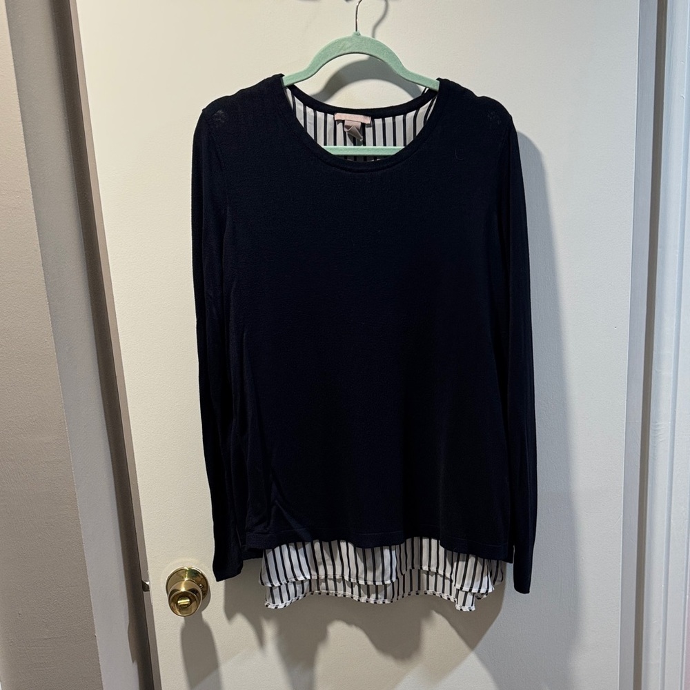 H&M Navy and White Striped Top